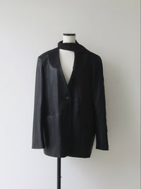 【célon】Leather Scarf Jacket