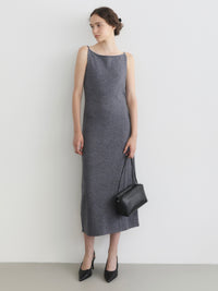 wool boat neck knit dress