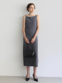 wool boat neck knit dress