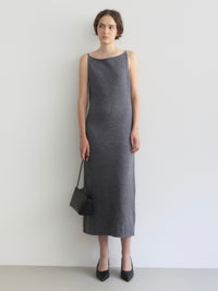 wool boat neck knit dress