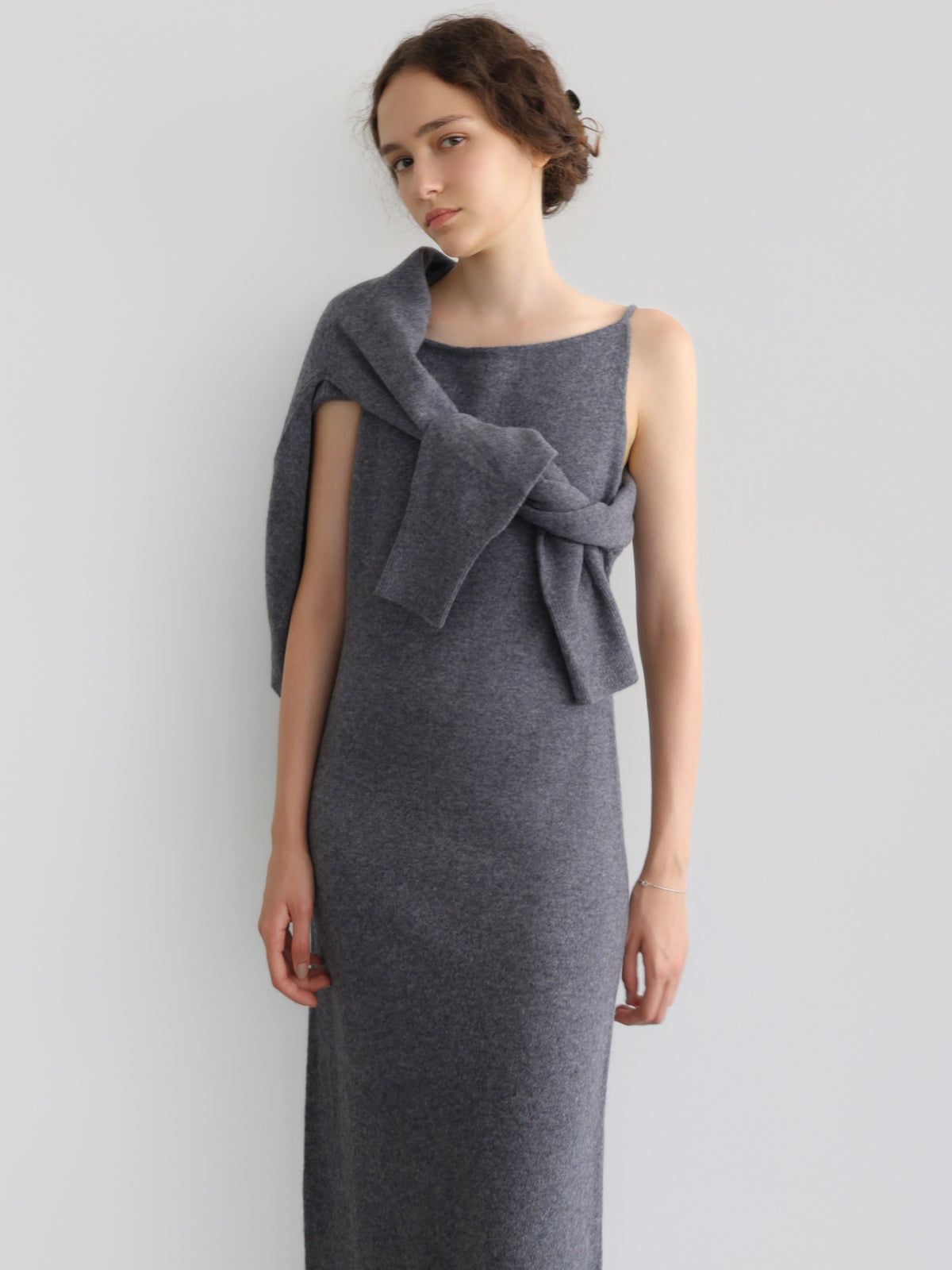 wool boat neck knit dress