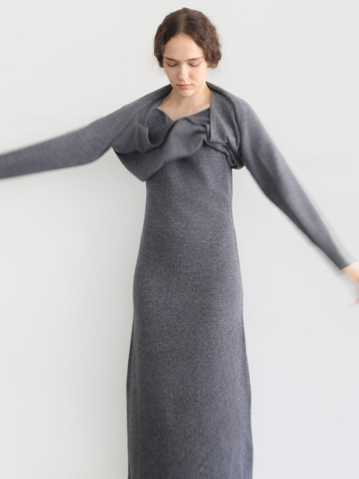 wool boat neck knit dress