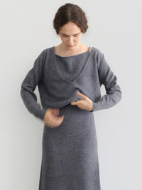 wool boat neck knit dress