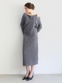 wool boat neck knit dress