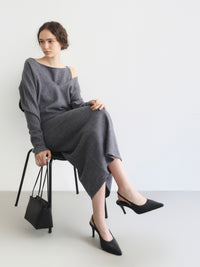 wool boat neck knit dress
