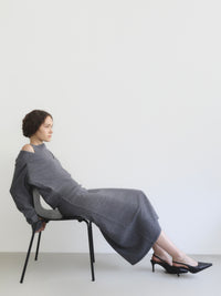 wool boat neck knit dress