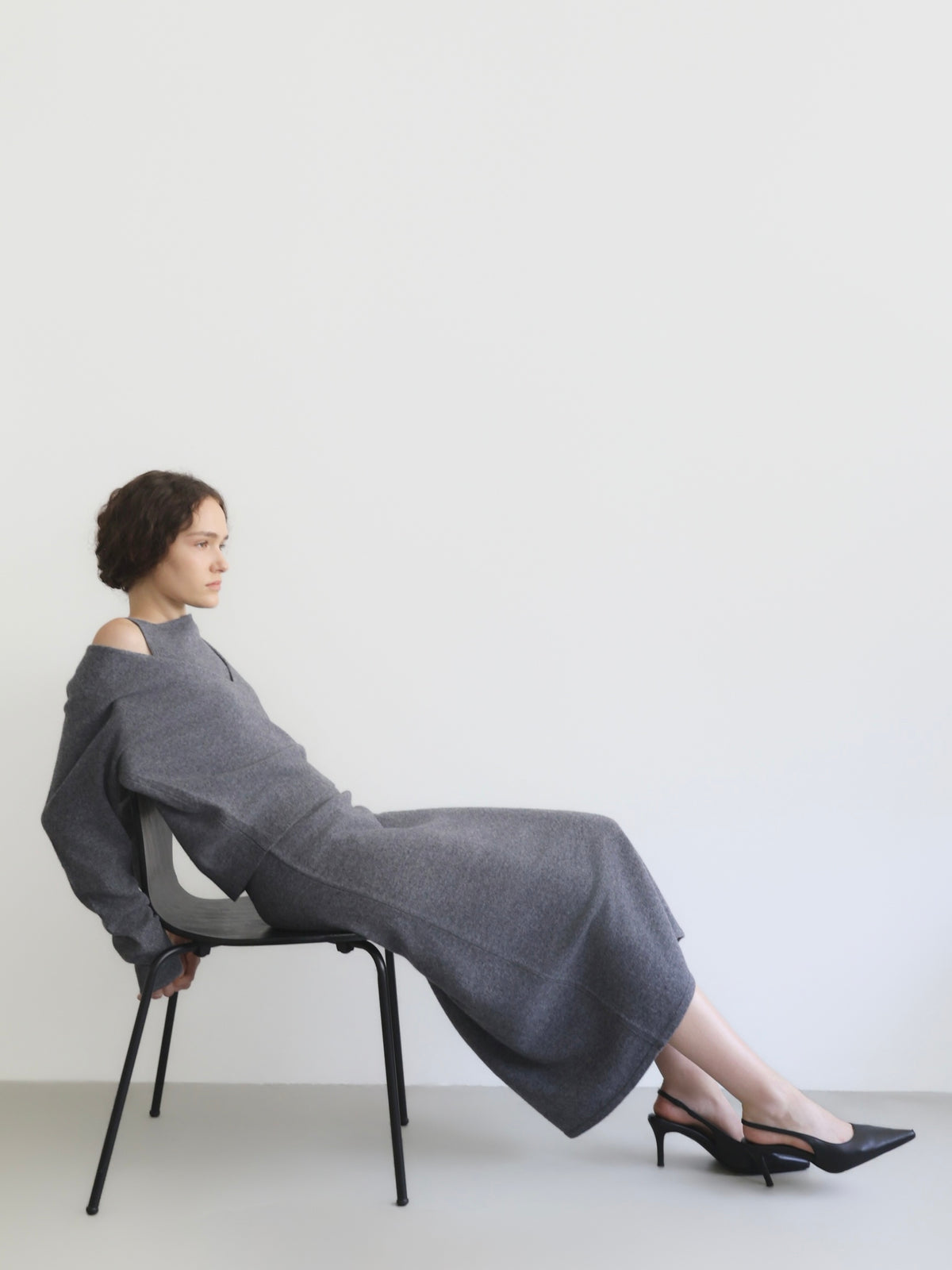 wool boat neck knit dress