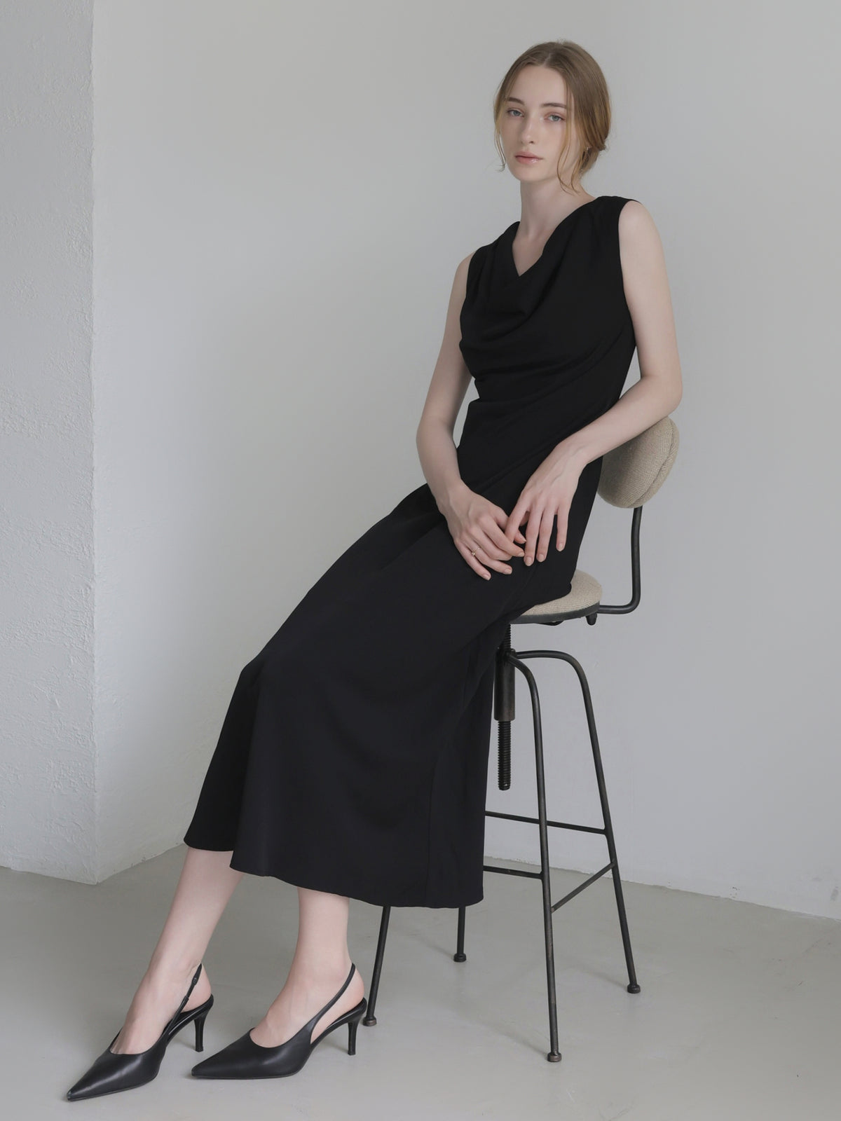 elegant drape maxi dress
