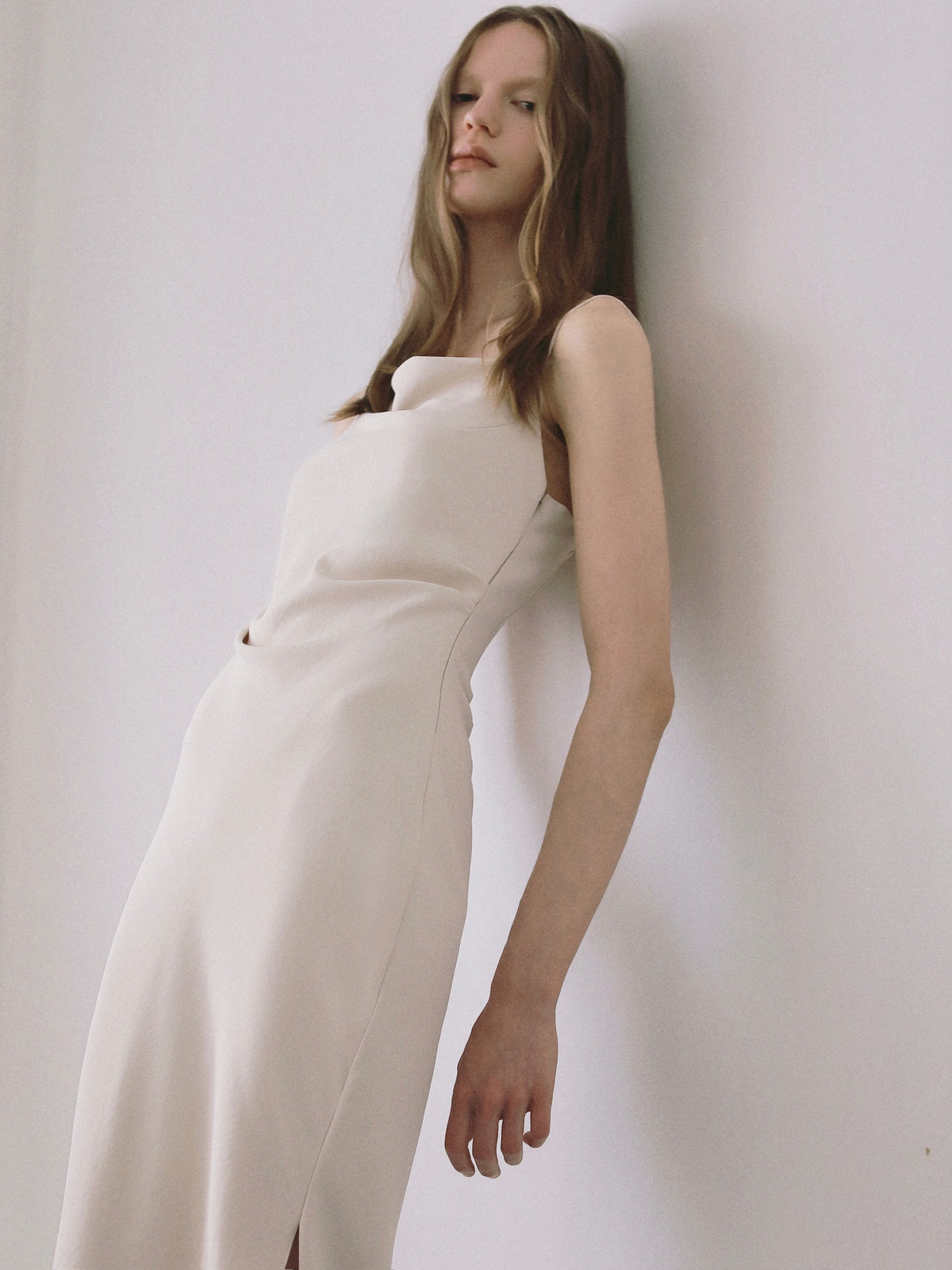 【célon】asymmetry drape cami dress