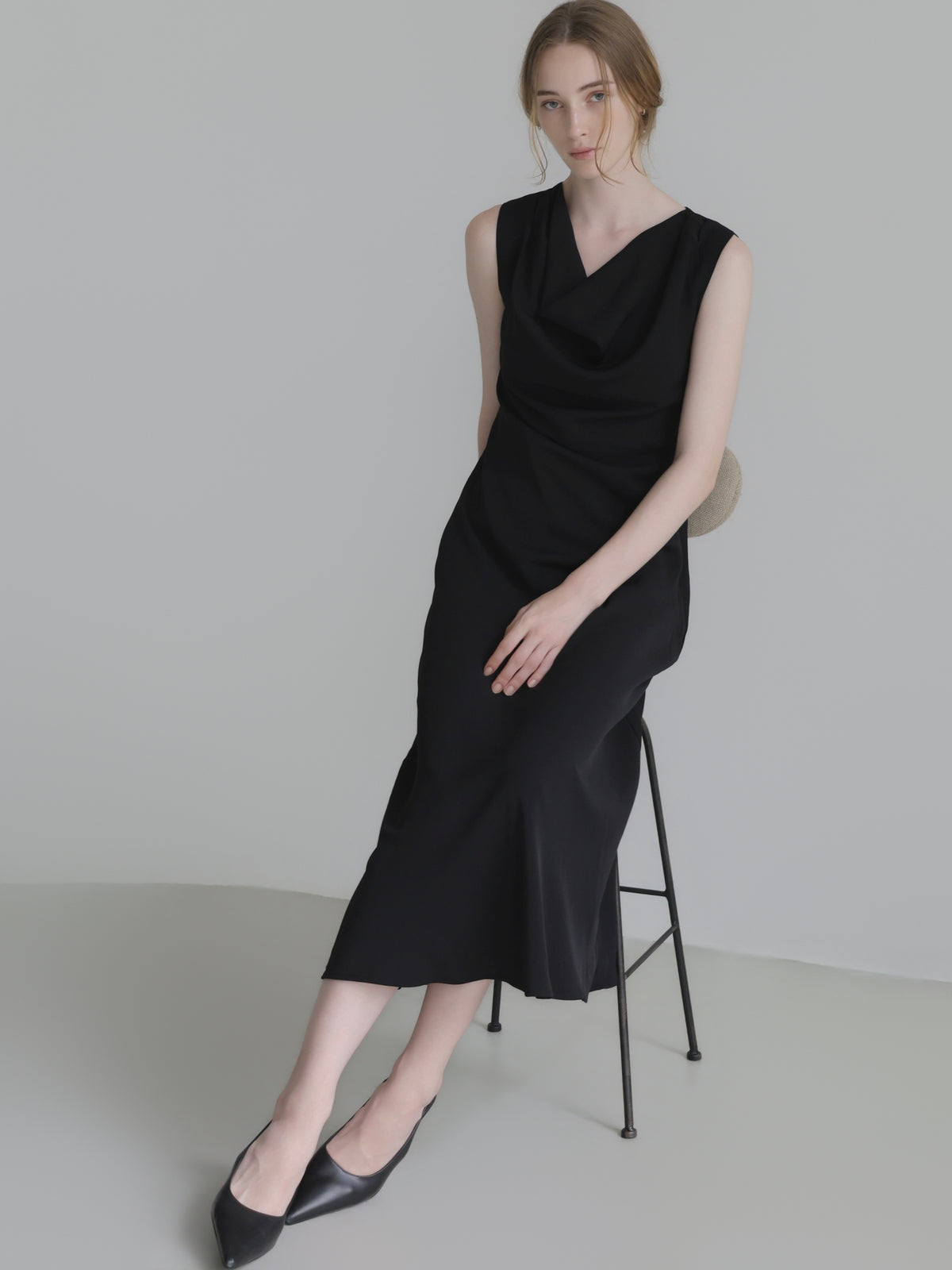 elegant drape maxi dress
