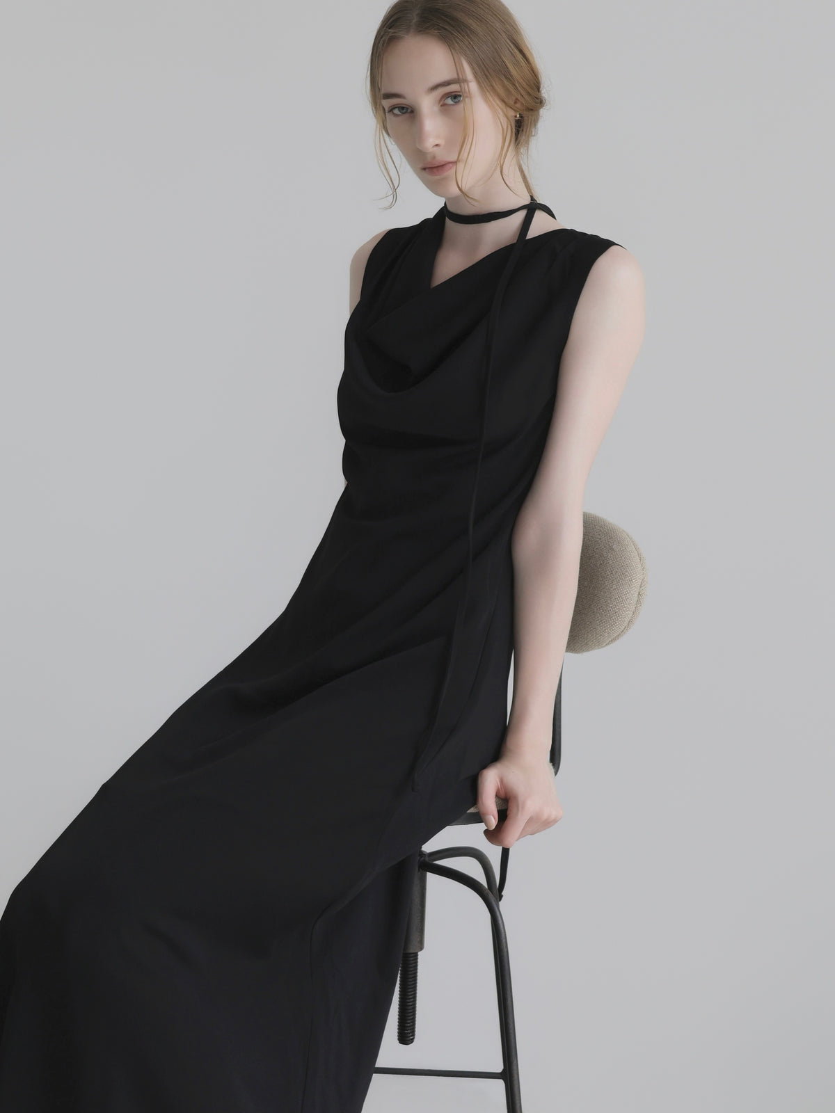 elegant drape maxi dress