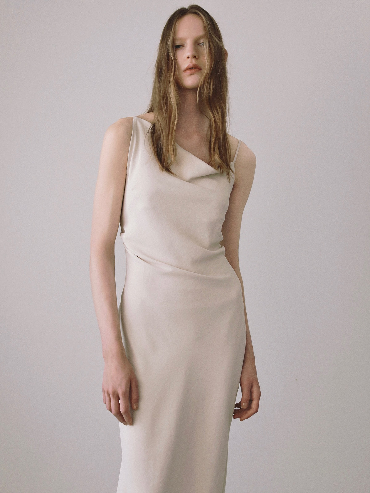 【célon】asymmetry drape cami dress