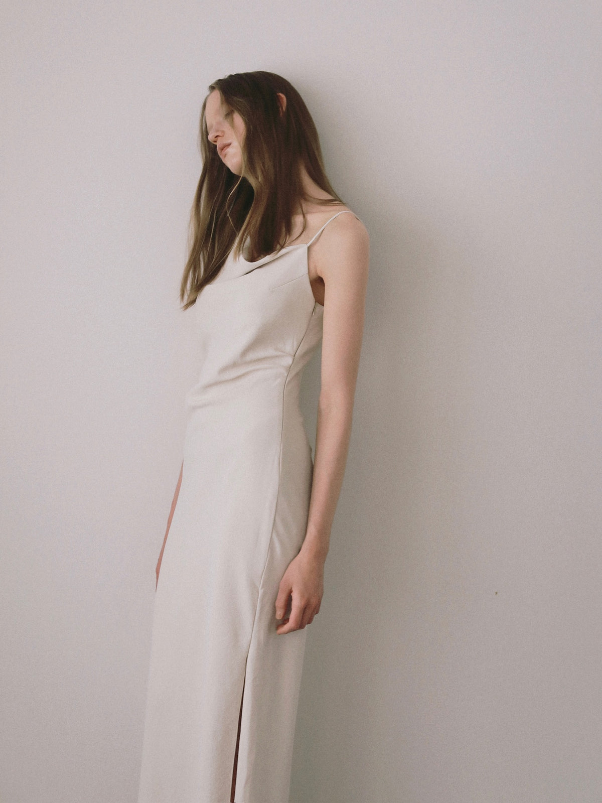 【célon】asymmetry drape cami dress