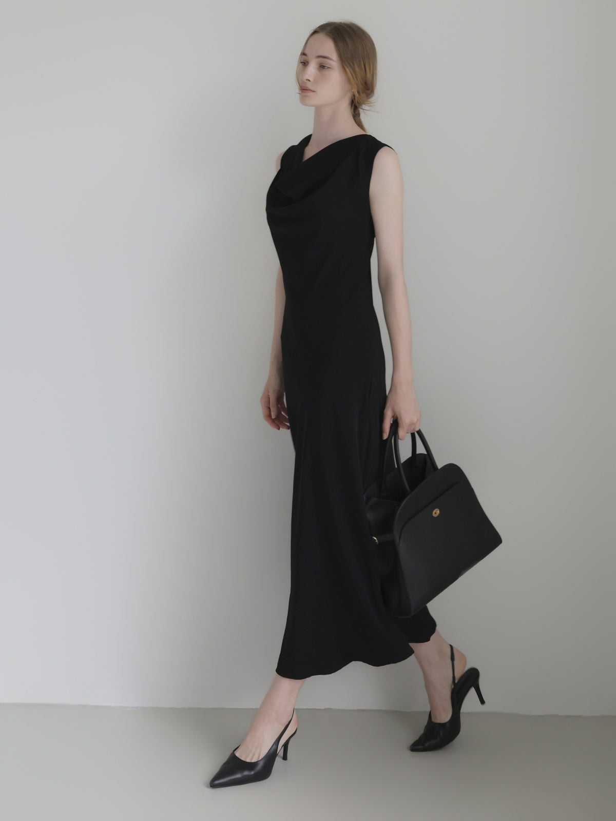 elegant drape maxi dress