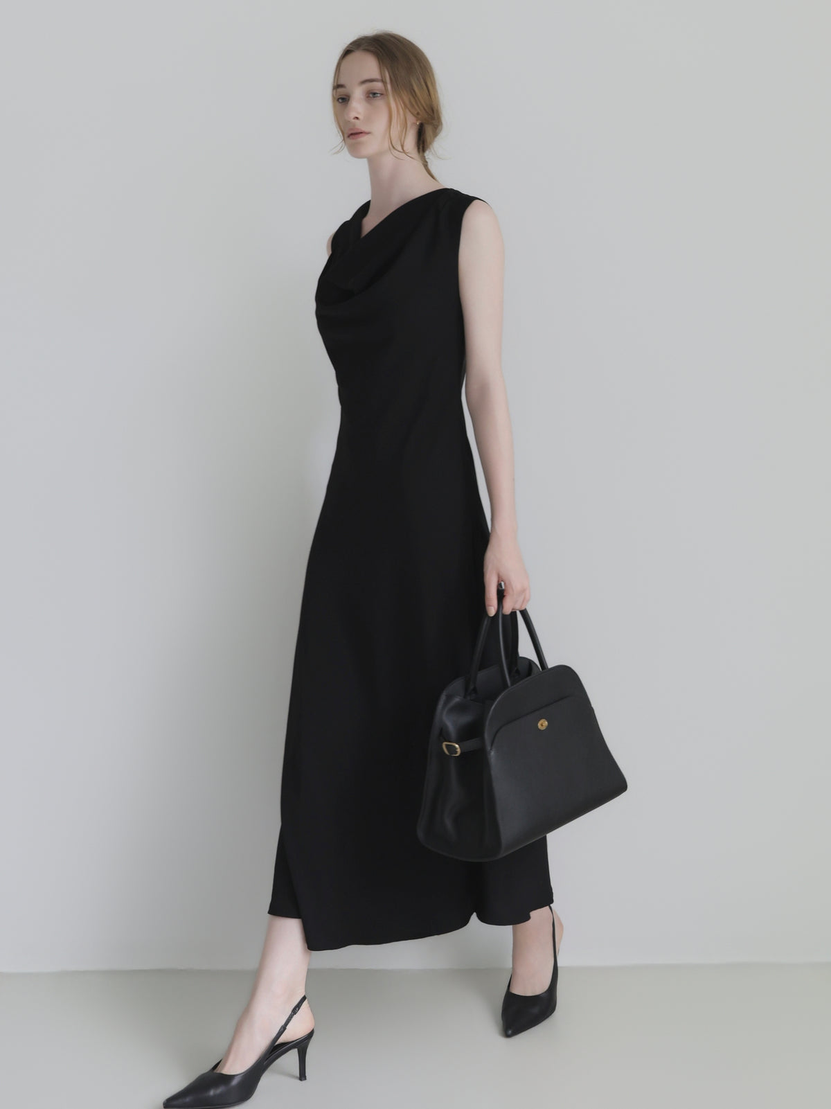 elegant drape maxi dress