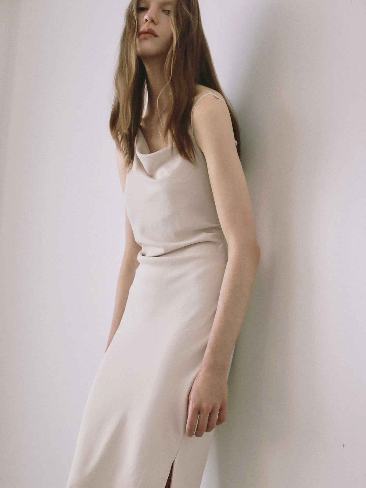 【célon】asymmetry drape cami dress