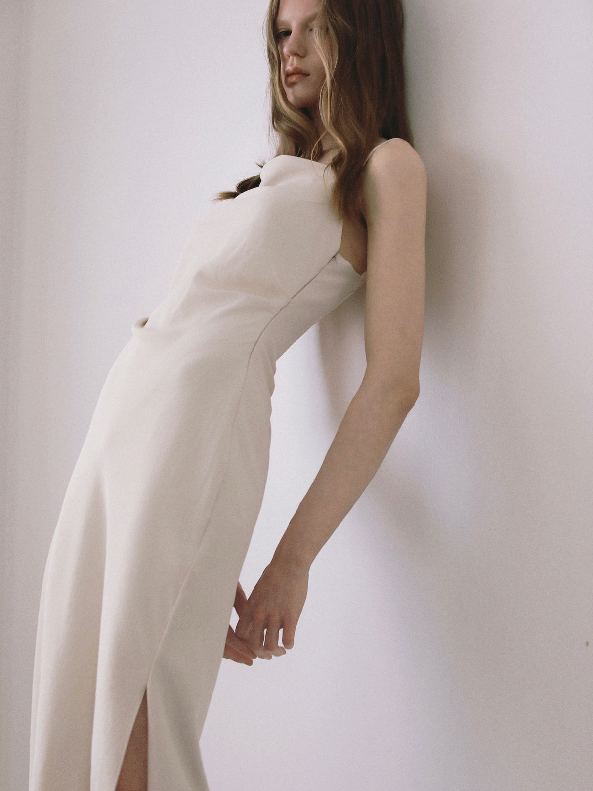 【célon】asymmetry drape cami dress