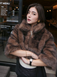 【célon】fur crop jacket