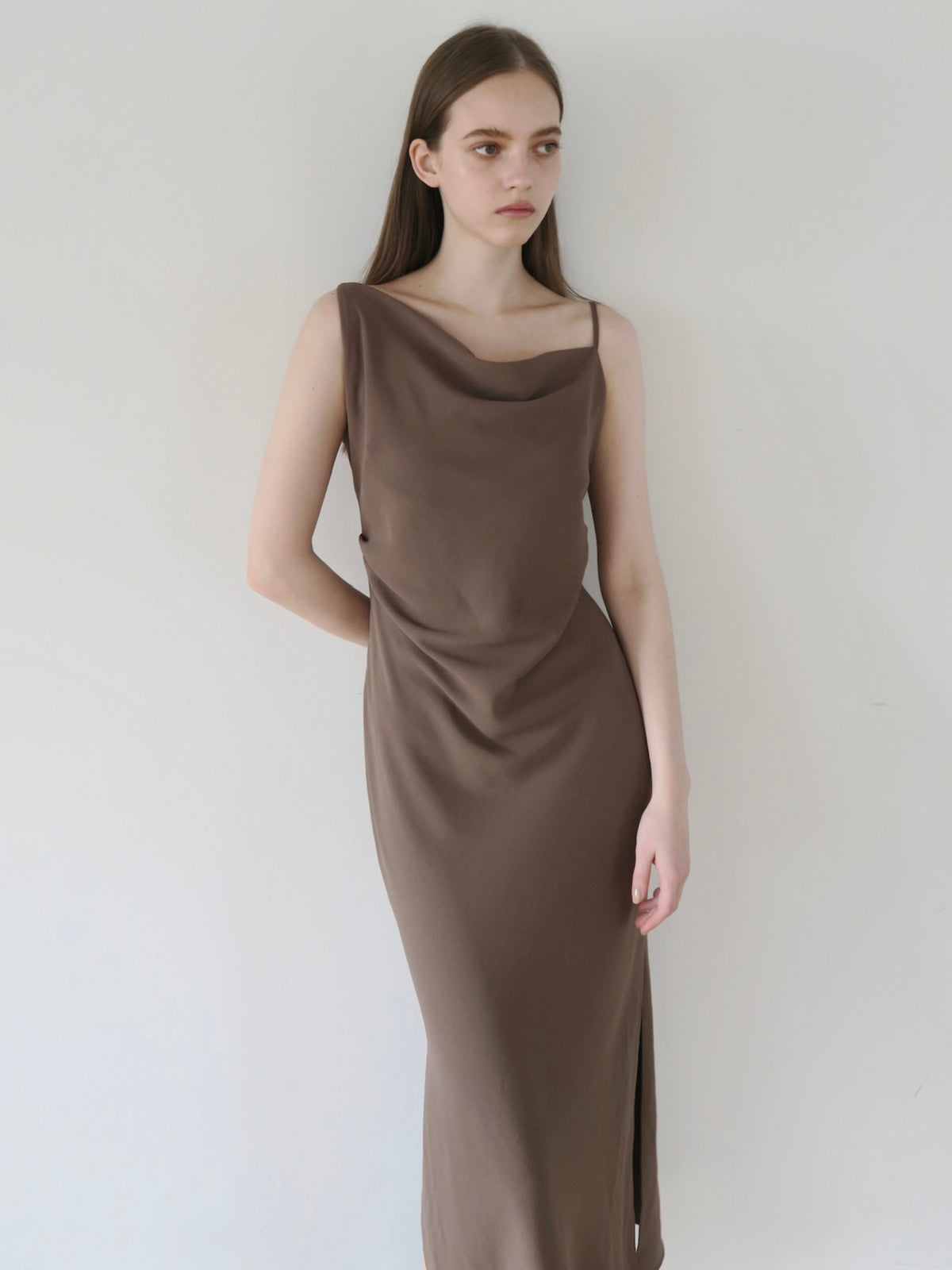 【célon】asymmetry drape cami dress