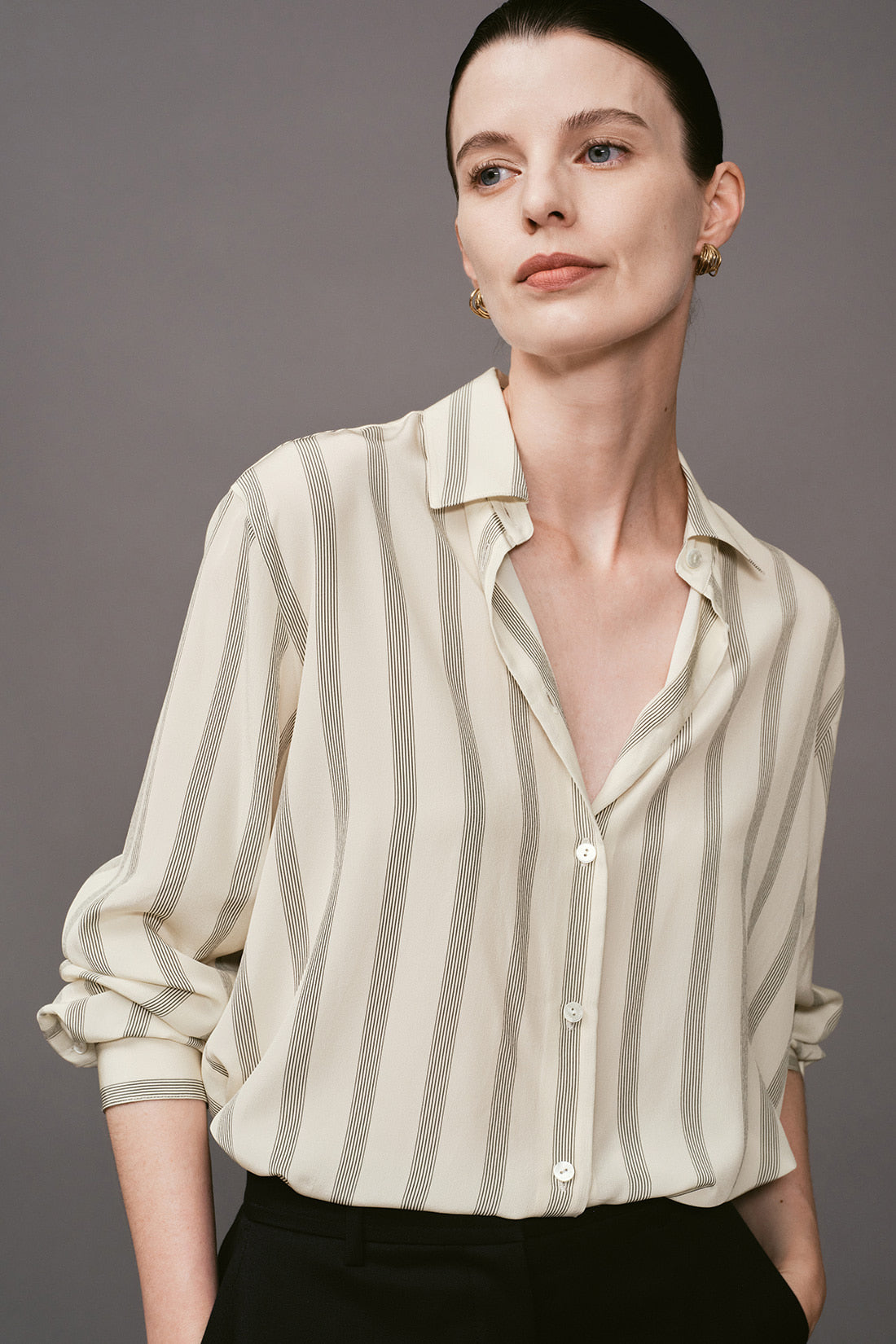【ELBORN】Alexis Stripe Silk Shirt