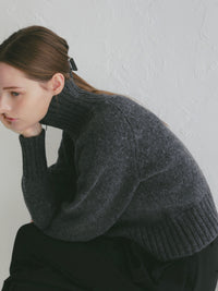 【célon】alpaca wool zip-up knit