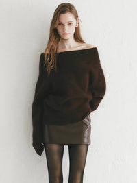 【célon】angora wool off shoulder knit