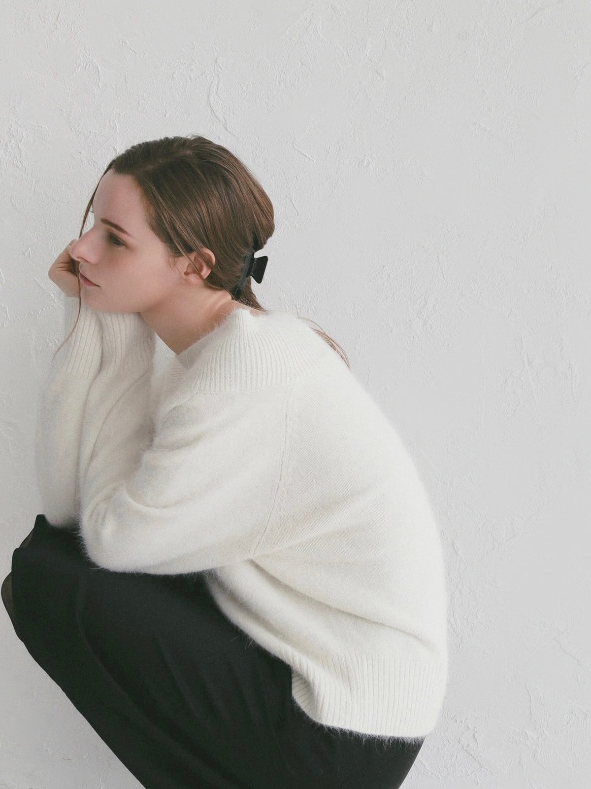 【célon】angora wool off shoulder knit