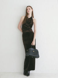 【célon】velours fluid halter neck top