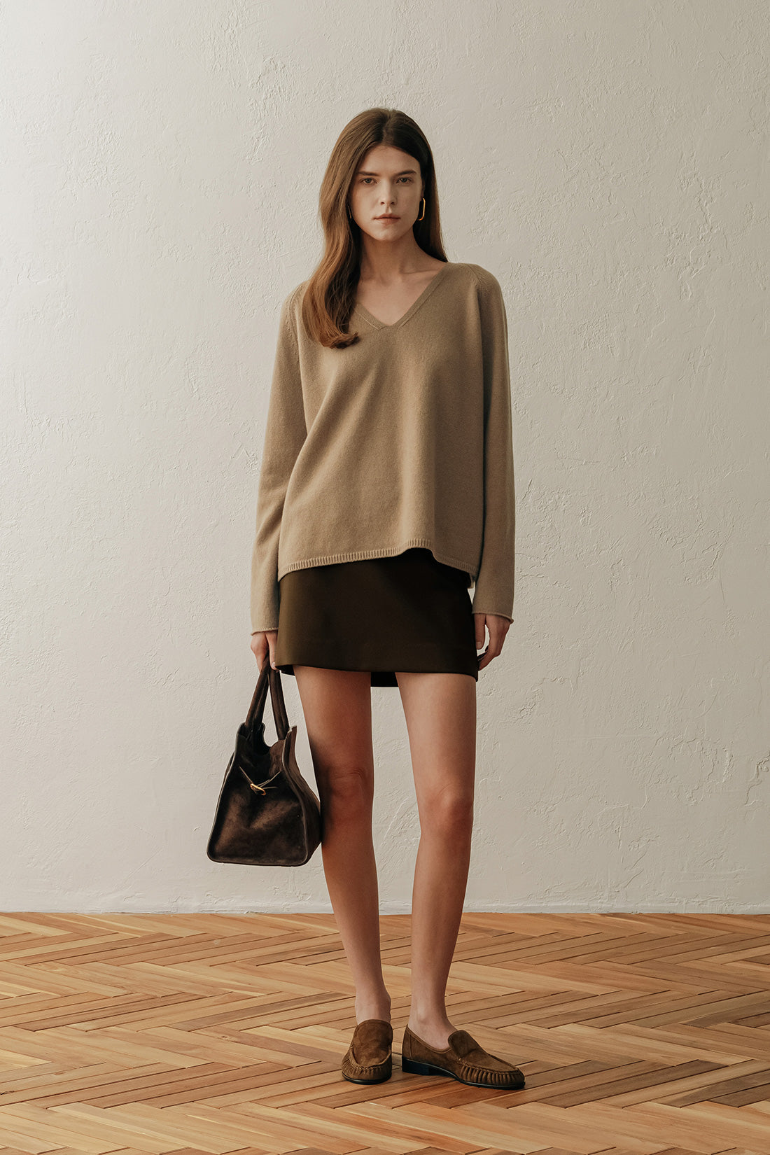 【ELBORN】Rona Wool V-neck Knit Top