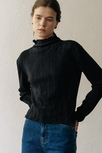 【ELBORN】Melissa High-neck Pleats Top