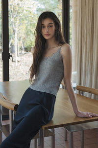 【ELBORN】Lace Wool Knit Cardigan Set-up
