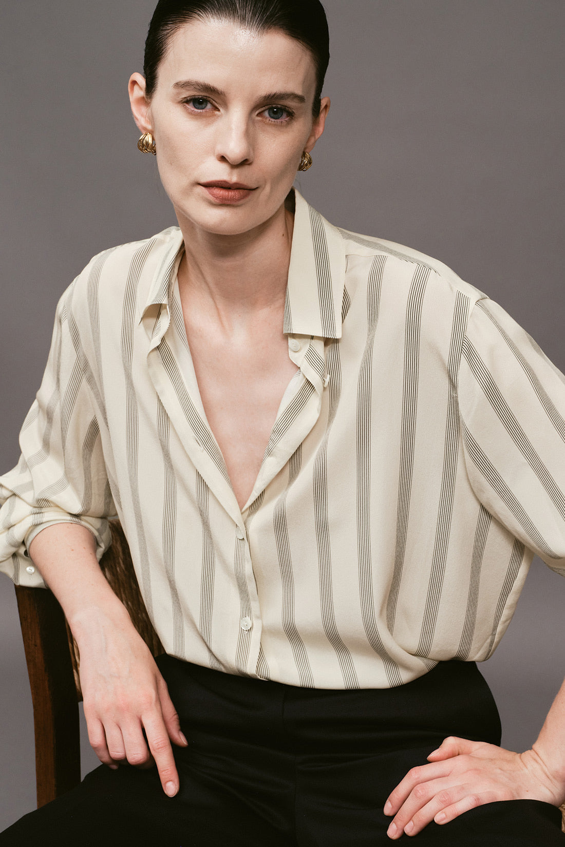 【ELBORN】Alexis Stripe Silk Shirt