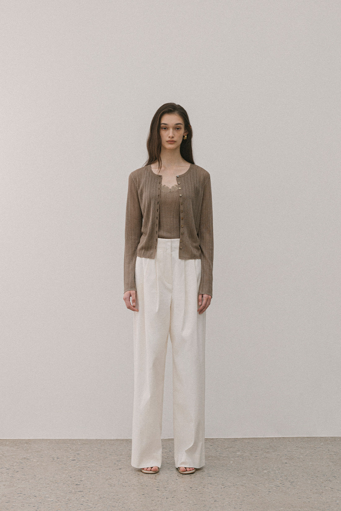 【ELBORN】Lace Wool Knit Cardigan Set-up