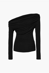 【KUMÉ】Asymmetric Off-Shoulder Ruched Top