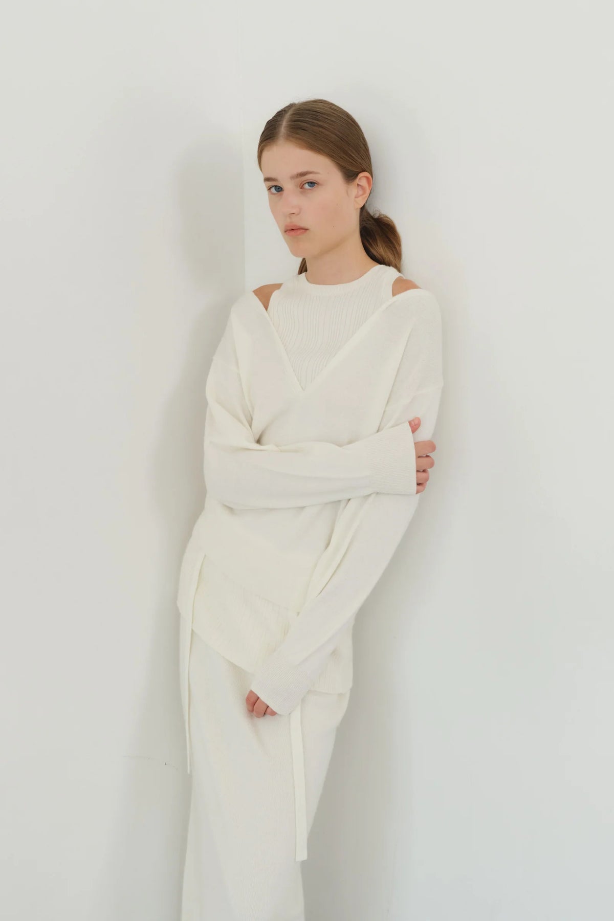 【KUMÉ】Cashmere Blend Layering V-Neck Knit