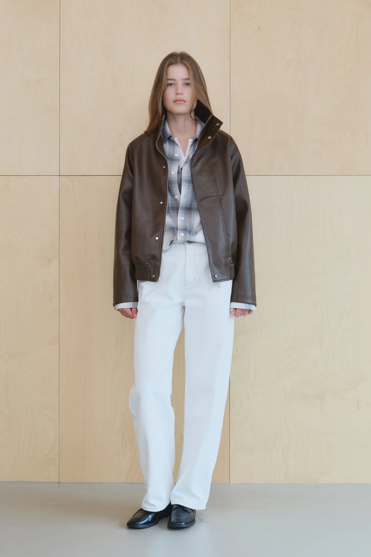 【KUMÉ】Faux Leather Highneck Blouson