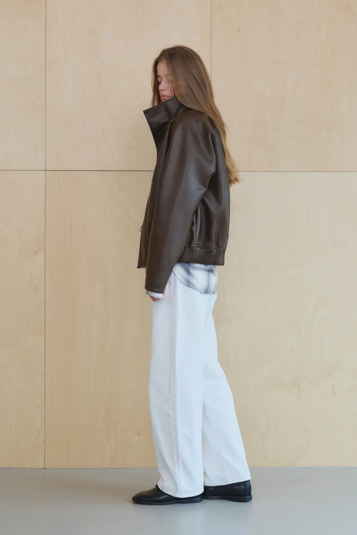 【KUMÉ】Faux Leather Highneck Blouson