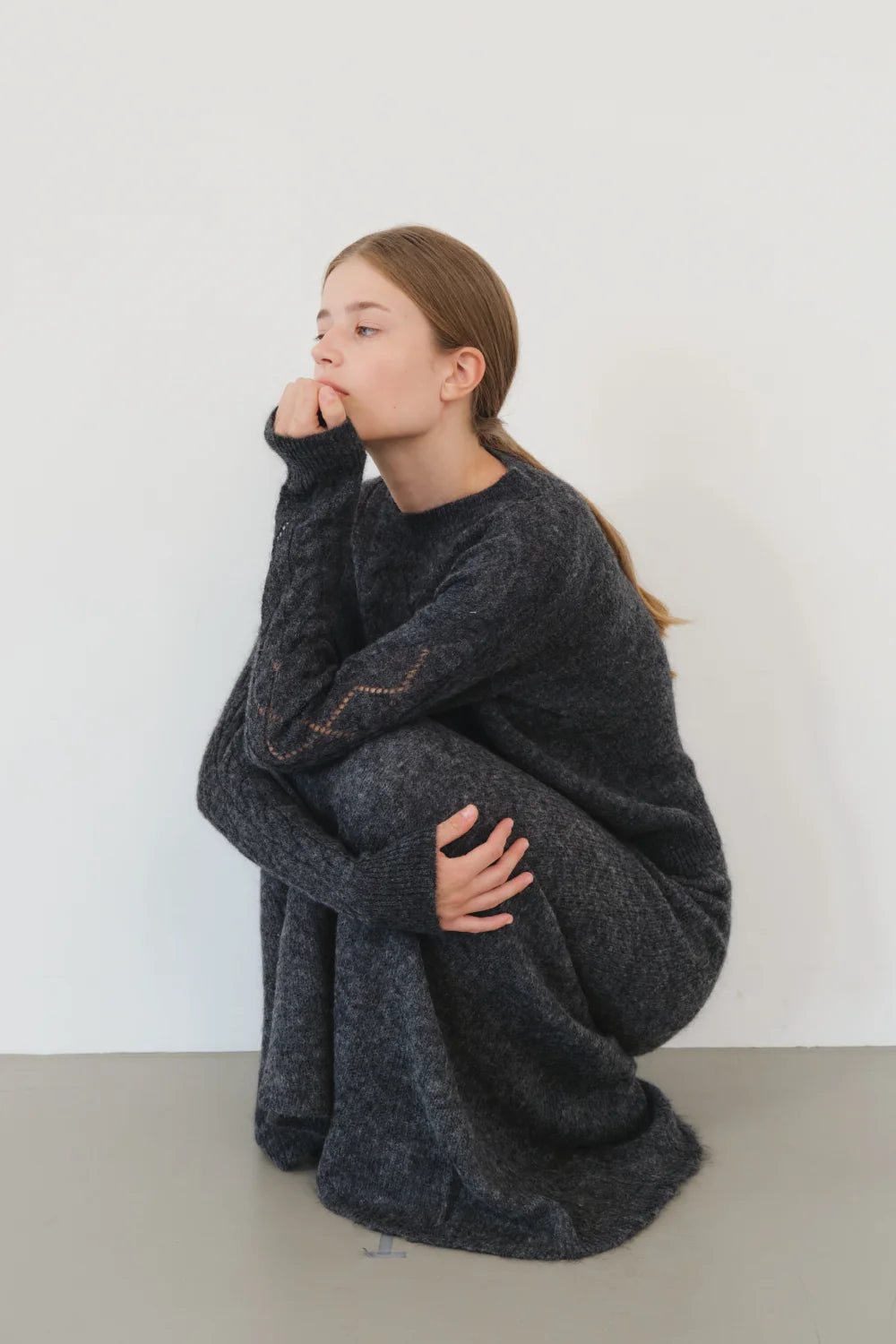 【KUMÉ】Mohair Sheer Argyle Knit